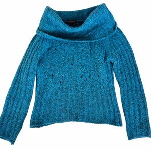 Euro Lola and Liza teal cowl neck/off the shoulder sweater